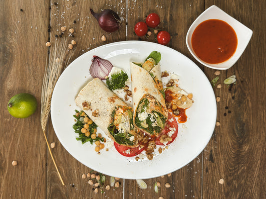 Tomate Paprika Chutney vegetarisches Wrap